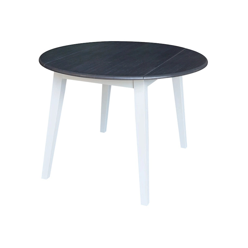 Mesa de comedor redonda de madera maciza de 42 pulgadas con alas abatibles