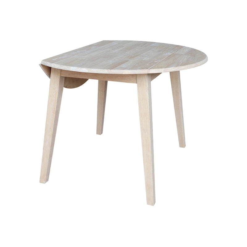 Mesa de comedor redonda de madera maciza de 42 pulgadas con alas abatibles