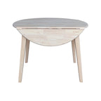 Mesa de comedor redonda de madera maciza de 42 pulgadas con alas abatibles