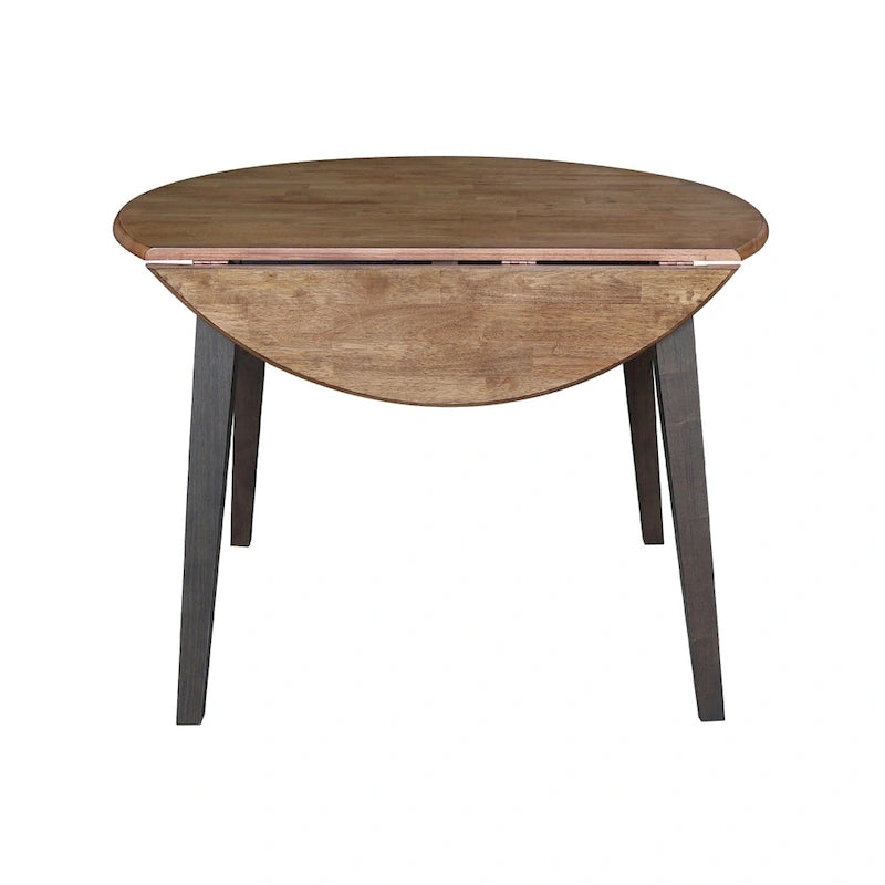 Mesa de comedor redonda de madera maciza de 42 pulgadas con alas abatibles