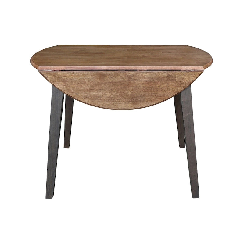 Mesa de comedor redonda de madera maciza de 42 pulgadas con alas abatibles