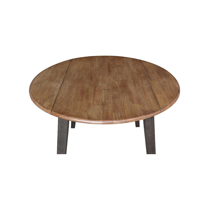 Mesa de comedor redonda de madera maciza de 42 pulgadas con alas abatibles
