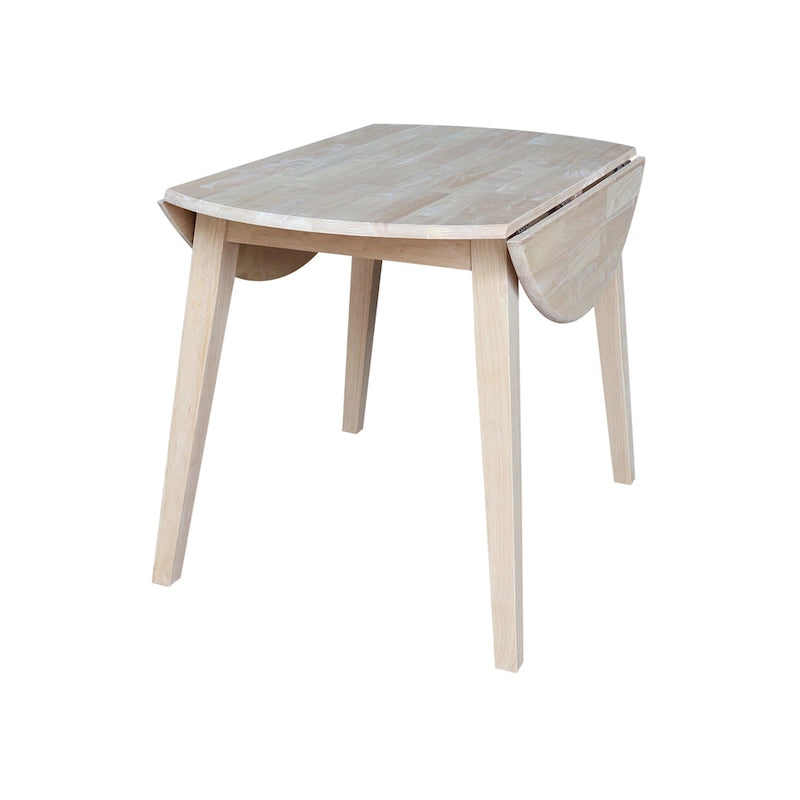 Mesa de comedor redonda de madera maciza de 42 pulgadas con alas abatibles
