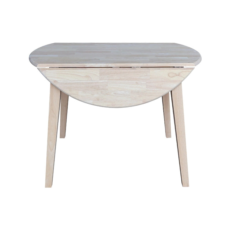 Mesa de comedor redonda de madera maciza de 42 pulgadas con alas abatibles