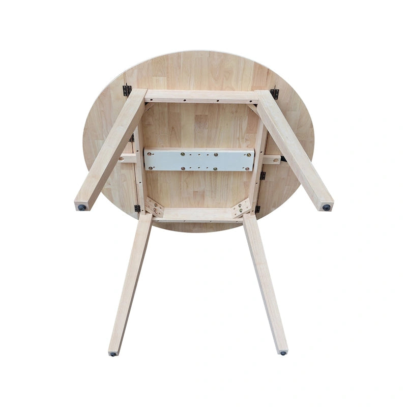 Mesa de comedor redonda de madera maciza de 42 pulgadas con alas abatibles