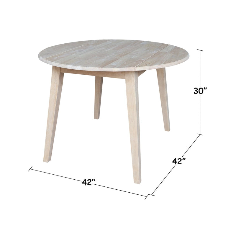 Mesa de comedor redonda de madera maciza de 42 pulgadas con alas abatibles