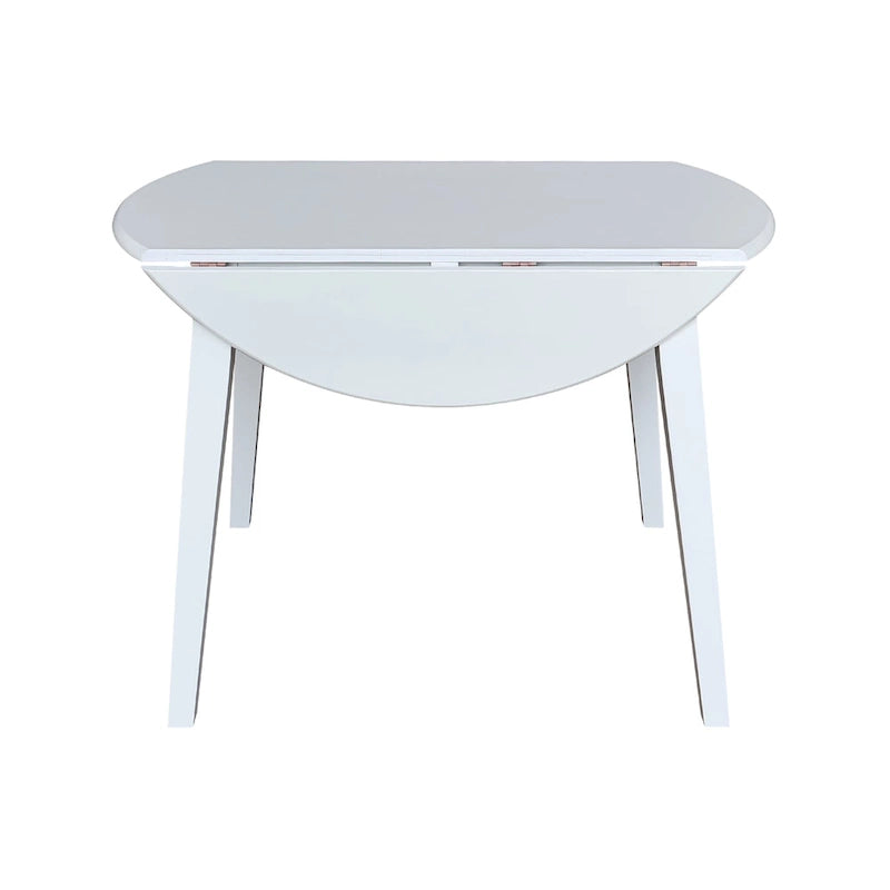Mesa de comedor redonda de madera maciza de 42 pulgadas con alas abatibles