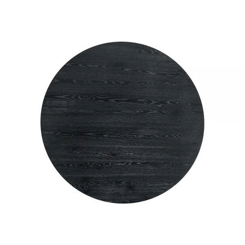 Mesa de comedor redonda de 59 pulgadas con base de pedestal, madera de caucho, negra