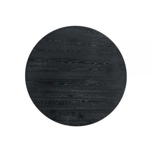 Mesa de comedor redonda de 59 pulgadas con base de pedestal, madera de caucho, negra