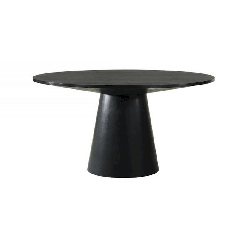 Mesa de comedor redonda de 59 pulgadas con base de pedestal, madera de caucho, negra
