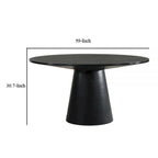 Mesa de comedor redonda de 59 pulgadas con base de pedestal, madera de caucho, negra