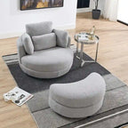 Sillón decorativo giratorio redondo con otomana de almacenaje y 4 cojines