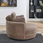Sillón decorativo giratorio redondo con otomana de almacenaje y 4 cojines