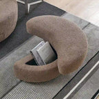 Sillón decorativo giratorio redondo con otomana de almacenaje y 4 cojines