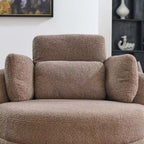 Sillón decorativo giratorio redondo con otomana de almacenaje y 4 cojines