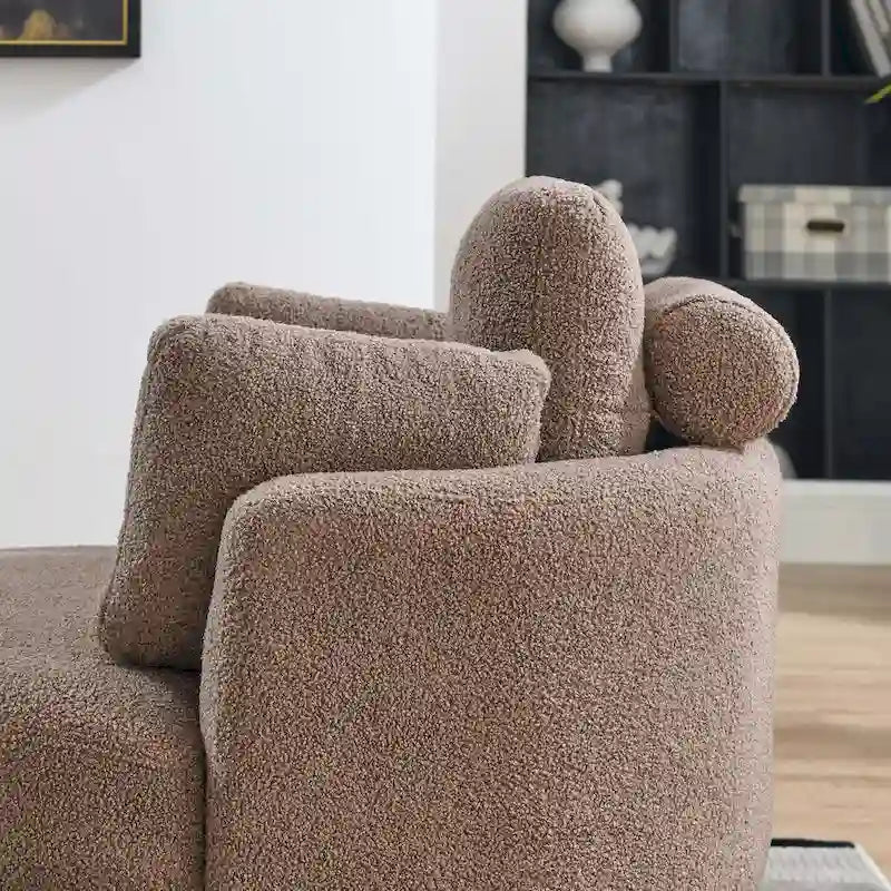 Sillón decorativo giratorio redondo con otomana de almacenaje y 4 cojines