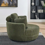 Sillón decorativo giratorio redondo con otomana de almacenaje y 4 cojines