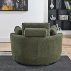 Sillón decorativo giratorio redondo con otomana de almacenaje y 4 cojines
