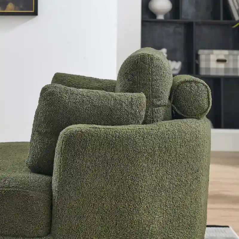 Sillón decorativo giratorio redondo con otomana de almacenaje y 4 cojines
