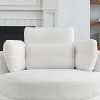 Sillón decorativo giratorio redondo con otomana de almacenaje y 4 cojines