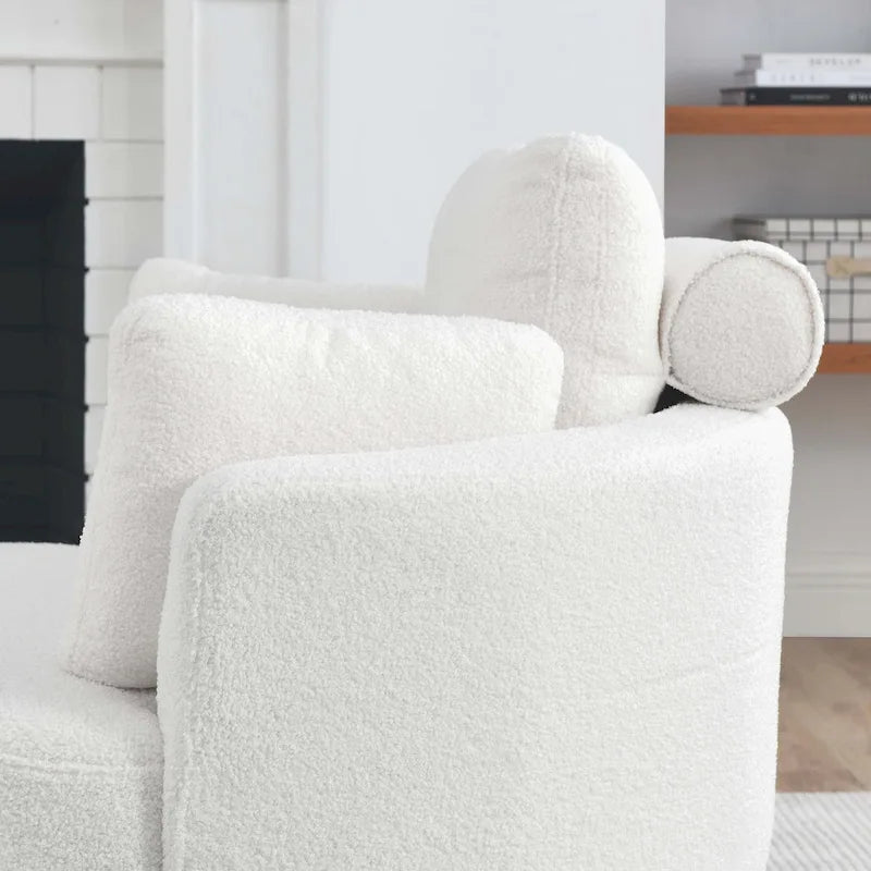Sillón decorativo giratorio redondo con otomana de almacenaje y 4 cojines