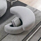 Sillón decorativo giratorio redondo con otomana de almacenaje y 4 cojines