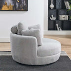 Sillón decorativo giratorio redondo con otomana de almacenaje y 4 cojines