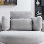 Sillón decorativo giratorio redondo con otomana de almacenaje y 4 cojines
