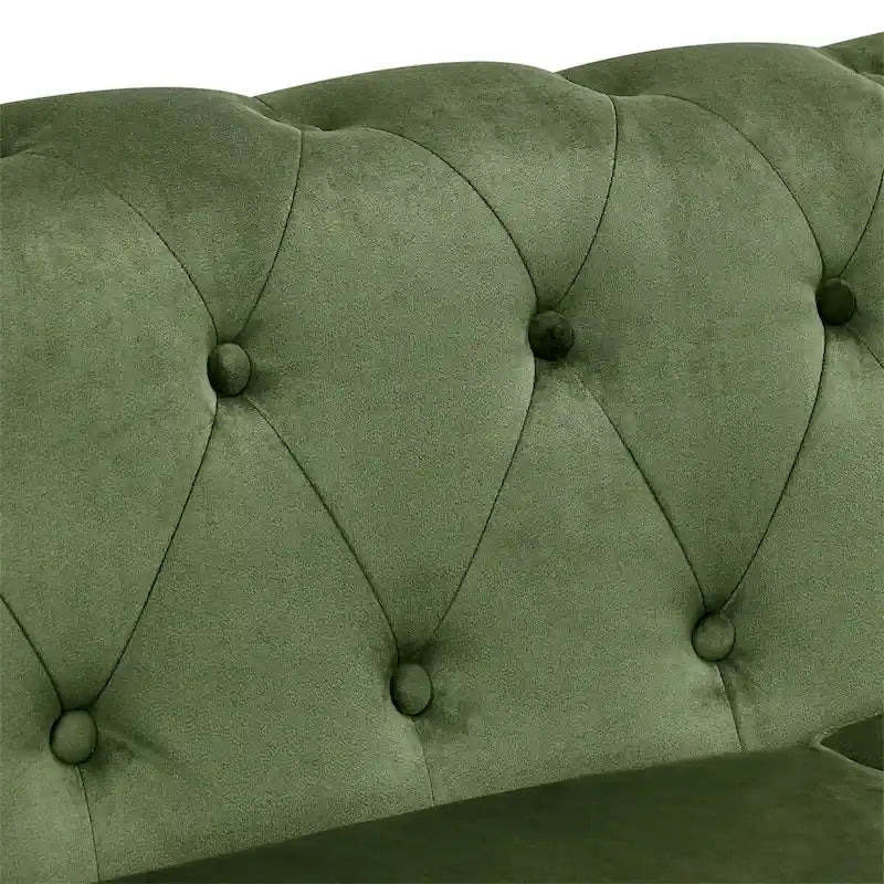 Sofá Chesterfield de terciopelo de 3 plazas con capitoné