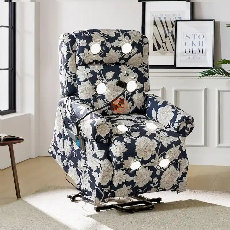 Sillón reclinable eléctrico tradicional con ayuda de elevación, masaje, calor y reposacabezas ajustable