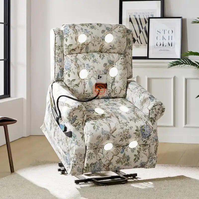 Billy Traditional Lift Assist Power Recliner With Massage Heat And Manual Headrest by HULALA HOME