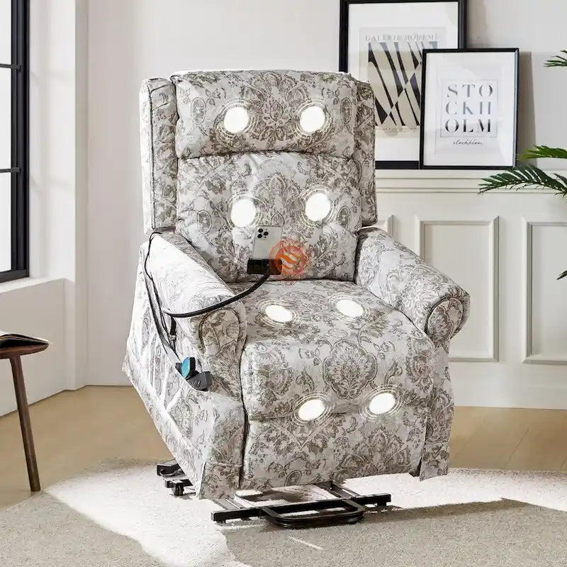 Sillón reclinable eléctrico tradicional con ayuda de elevación, masaje, calor y reposacabezas ajustable