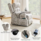 Sillón reclinable eléctrico tradicional con ayuda de elevación, masaje, calor y reposacabezas ajustable