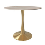 Mesa de Comedor Redonda de 31 Pulgadas con Cubierta de Piedra Sinterizada y Base de Pedestal de Acero