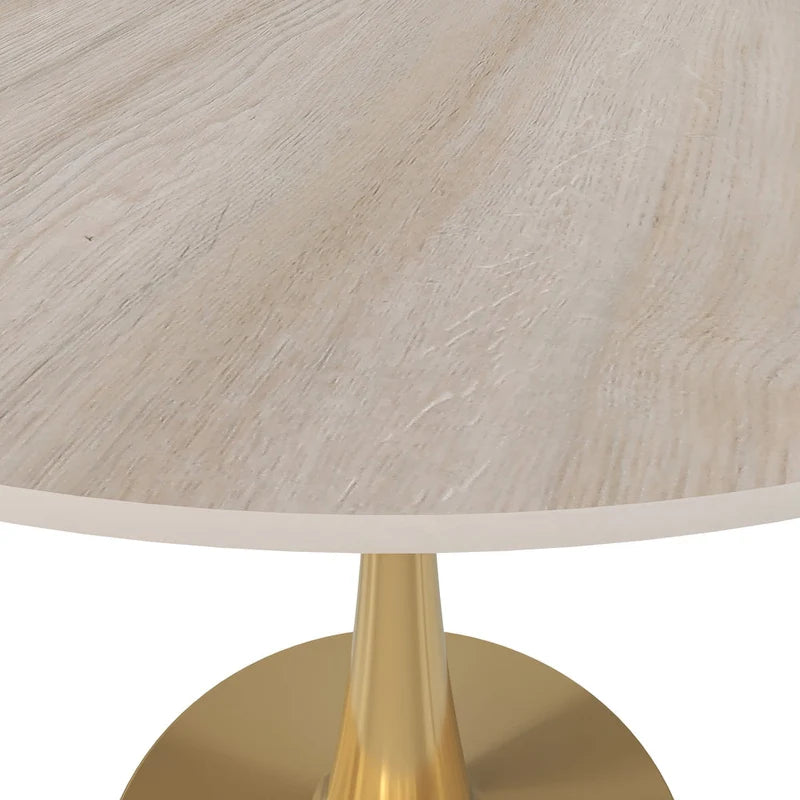 Mesa de Comedor Redonda de 31 Pulgadas con Cubierta de Piedra Sinterizada y Base de Pedestal de Acero