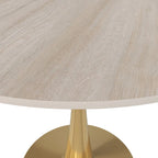 Mesa de Comedor Redonda de 31 Pulgadas con Cubierta de Piedra Sinterizada y Base de Pedestal de Acero