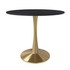 Mesa de Comedor Redonda de 31 Pulgadas con Cubierta de Piedra Sinterizada y Base de Pedestal de Acero