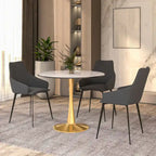 Mesa de Comedor Redonda de 31 Pulgadas con Cubierta de Piedra Sinterizada y Base de Pedestal de Acero