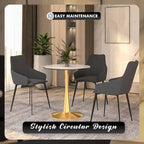 Mesa de Comedor Redonda de 31 Pulgadas con Cubierta de Piedra Sinterizada y Base de Pedestal de Acero