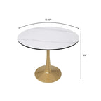 Mesa de Comedor Redonda de 31 Pulgadas con Cubierta de Piedra Sinterizada y Base de Pedestal de Acero