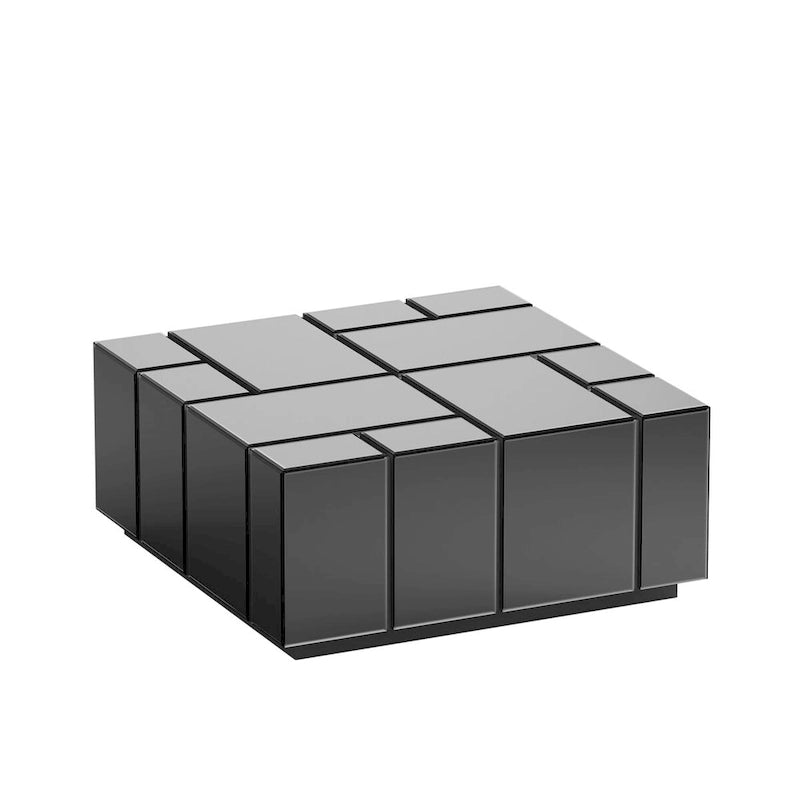 Mesa de centro geométrica con espejo y secciones extraíbles
