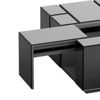 Mesa de centro geométrica con espejo y secciones extraíbles