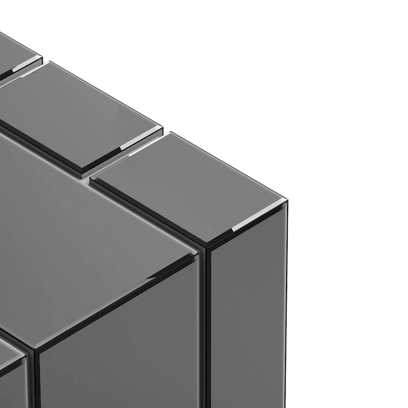 Mesa de centro geométrica con espejo y secciones extraíbles