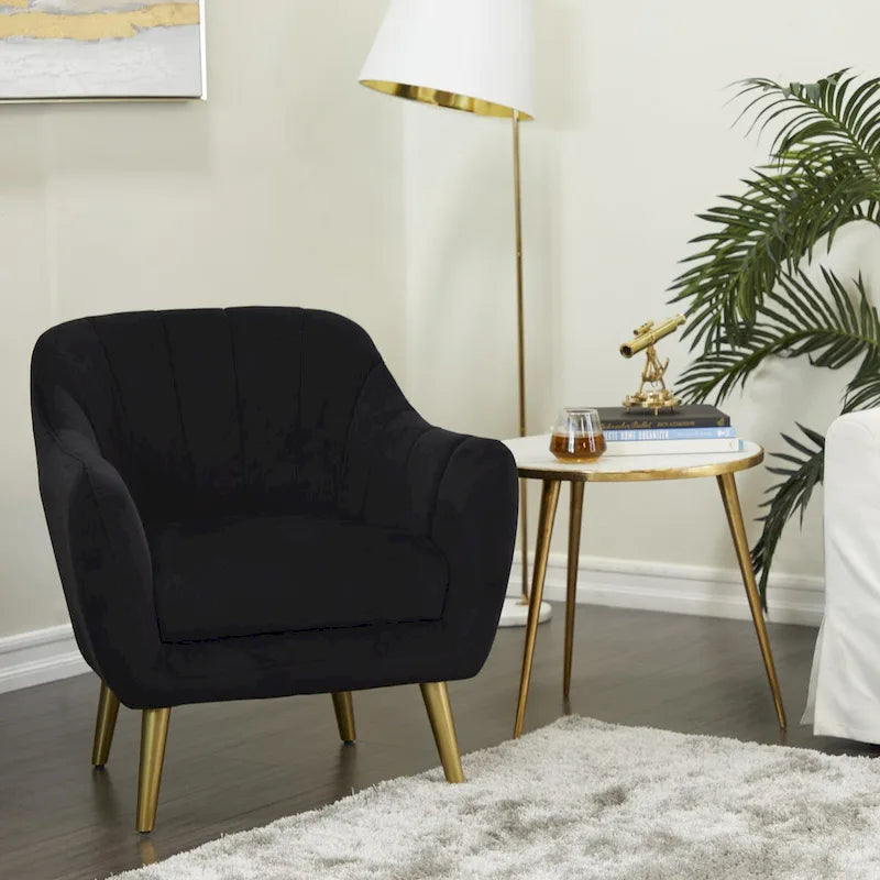 Sillón decorativo de poliéster para sala de estar - Negro, azul o amarillo