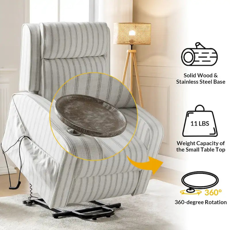 Juego de 2 sillones reclinables eléctricos con asistencia de elevación, masaje, calefacción y bandeja integrada
