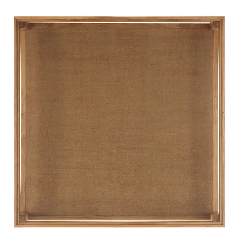 Mesa de centro cuadrada de cristal con estructura de madera de olmo - 40 An x 40 Pr x 17 Al