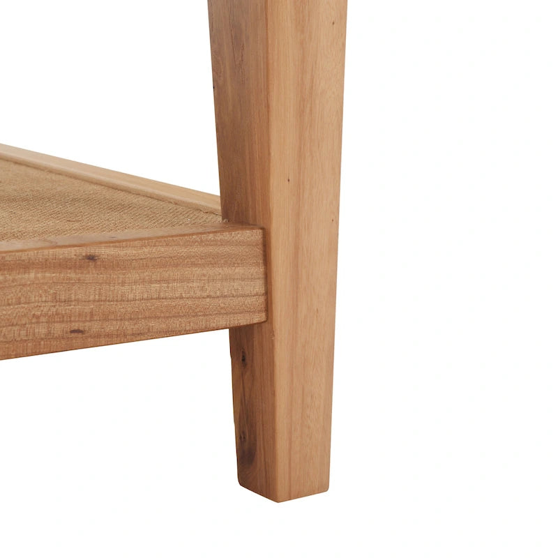 Mesa de centro cuadrada de cristal con estructura de madera de olmo - 40 An x 40 Pr x 17 Al