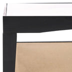 Mesa de centro cuadrada de cristal con estructura de madera de olmo - 40 An x 40 Pr x 17 Al